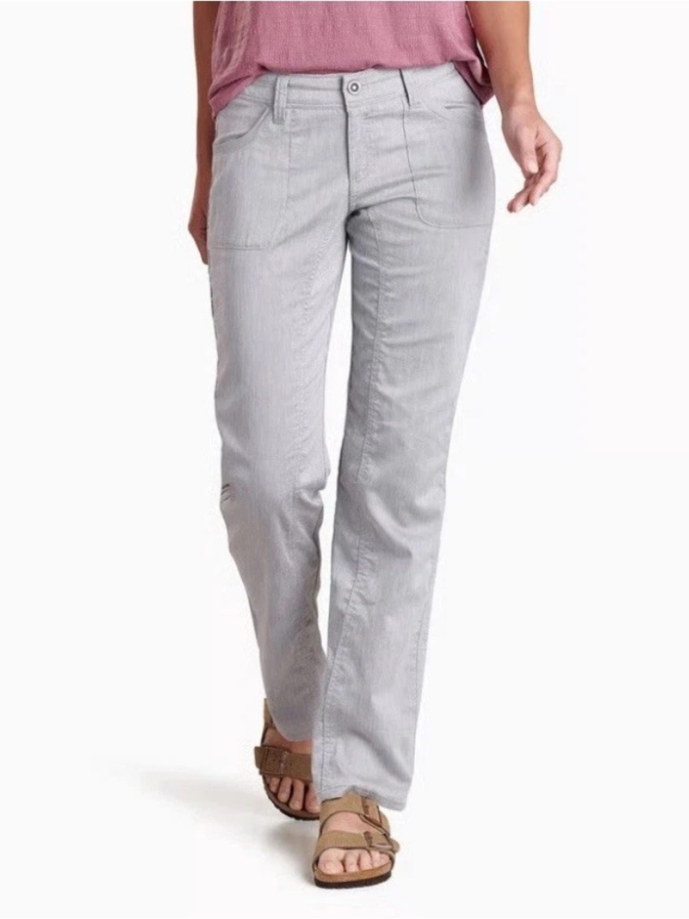 Kuhl Women's Straight Leg Cabo Linen Pants in Light Gray